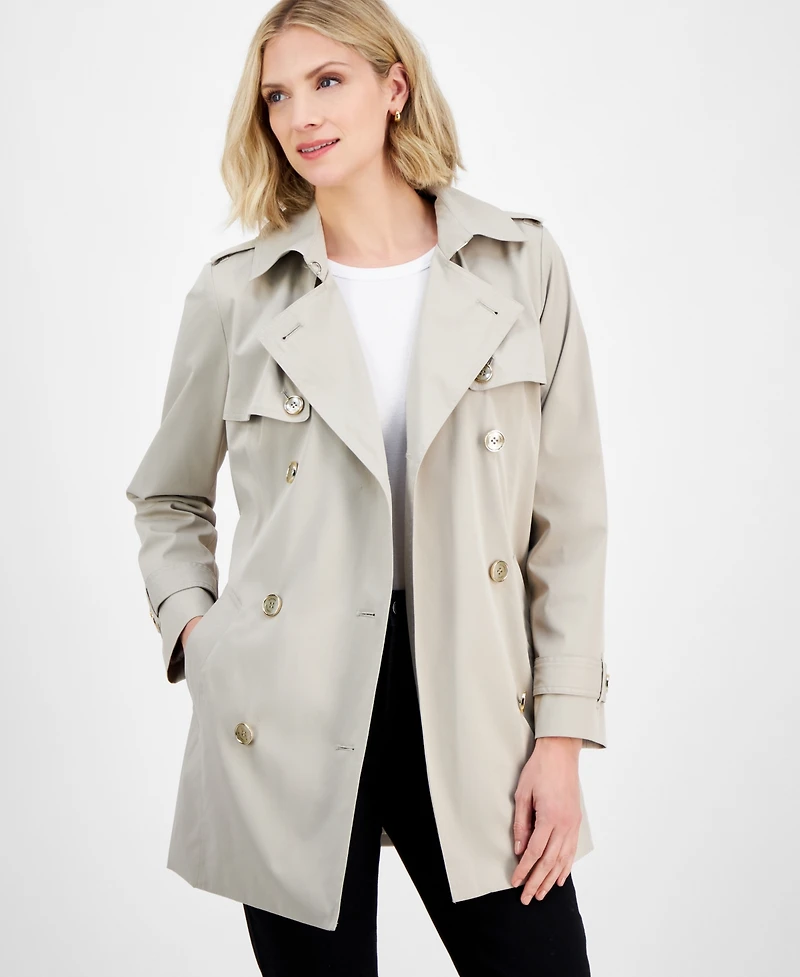 Michael Michael Kors Women's Double-Breasted Belted Hooded Coat, Exclusively at Macy's
