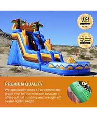 JumpOrange 15 Oasis Commercial Grade Water Slide with Detachable Deep Pool for Kids and Adults (with Blower), Outdoor Indoor, Wet Dry Use, Tall Waters