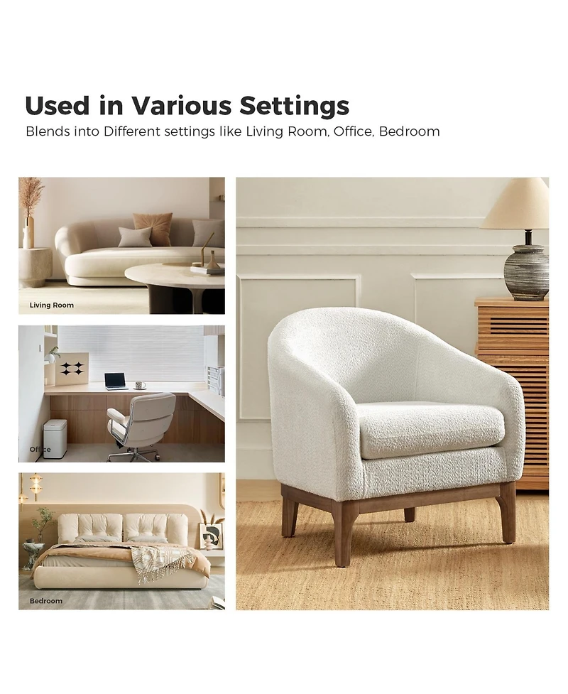 Hulala Home Augus Modern Boucle Armchair Chair with Adjustable Feet