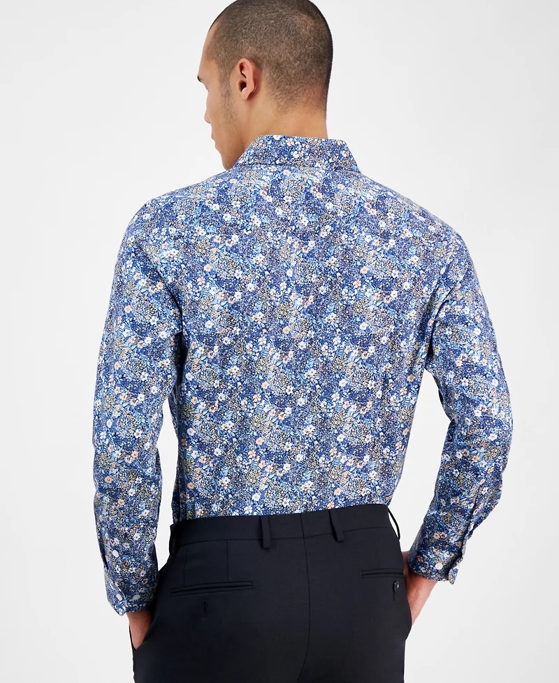 Bar Iii Men's Slim Fit Long Sleeve Button-Front Alhambra Floral Print Shirt, Exclusively at Macy's