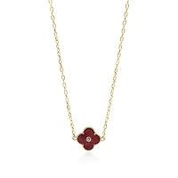 Non-Tarnishing Burgundy Clover Necklace