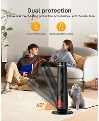 gaomon 31"Space Heater for Large Room, Economize Energy and Dispel Noise 25dB Ceramic Tower Indoor Space Heater for Home, Eco Mode,Timer Setting, Safe