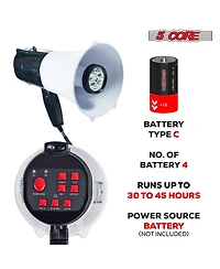 5 Core Megaphone Portable 30W BullhornSiren w Led Adjustable Volume Bull Horn Loudspeaker 800 Yard Range 148 Led