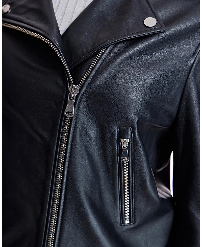 Julia & Stella by Maximilian Women's Moto Jacket With Fringes