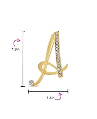 Bling Jewelry Large Statement Abc Pave Crystal Letters Initial Scarf Lapel Pin Brooch Yellow Gold Plated