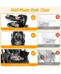 Costway High Chair for Babies & Toddlers with Rolling Wheels Adjustable Height Footrest