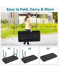 Costway 4 Foot Party Ice Folding Table Plastic with Matching Skirt