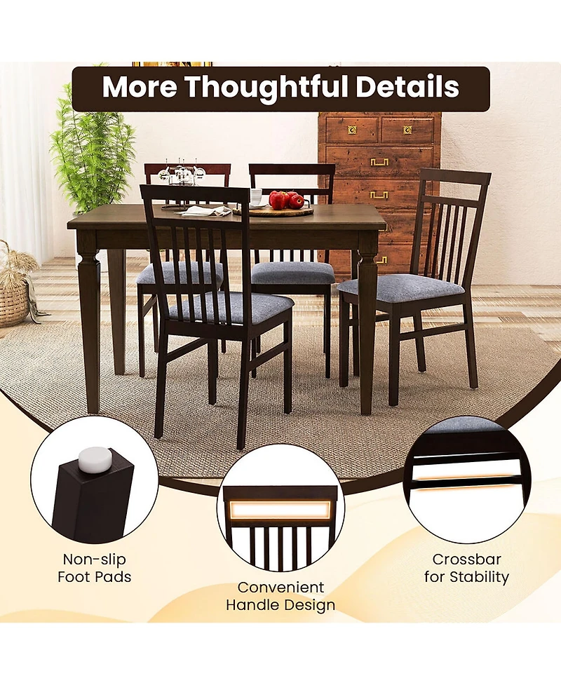 Gymax Upholstered Dining Chair Set of 4 Kitchen Armless Padded w/ Slanted Backrest