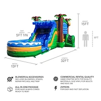 JumpOrange Jaguar Commercial Grade Bounce House Water Slide with Pool (with Blower), Kids and Adults, Wet Dry Combo, Basketball Hoop, Tunnel Entrance,