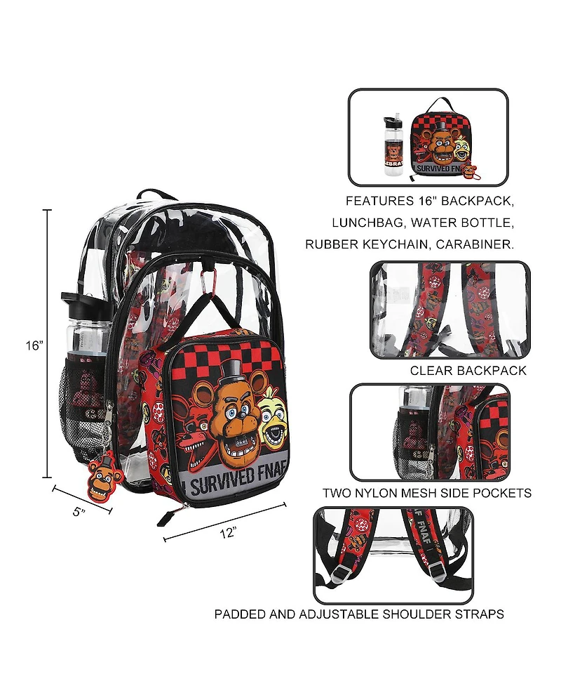 Five Nights at Freddy's 5-Piece Backpack & Lunchbox Set With Water Bottle