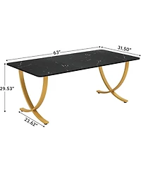 Tribesigns Executive Desk, Large Office Desk, Modern Computer Desk Conference Table Meeting Room Table, Business Furniture, Black and Gold