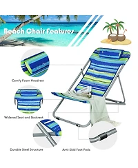 Sugift Portable Beach Chair Set of 2 with Headrest