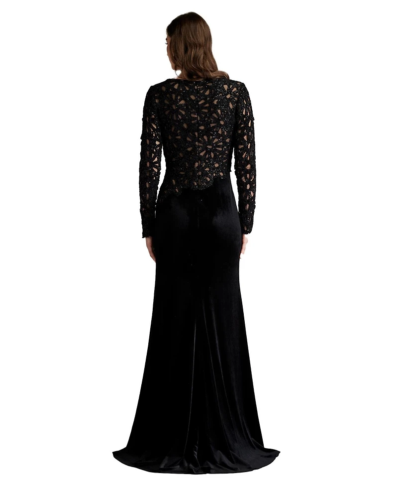 Tadashi Shoji Sinnott Chenille Embroidered Gown