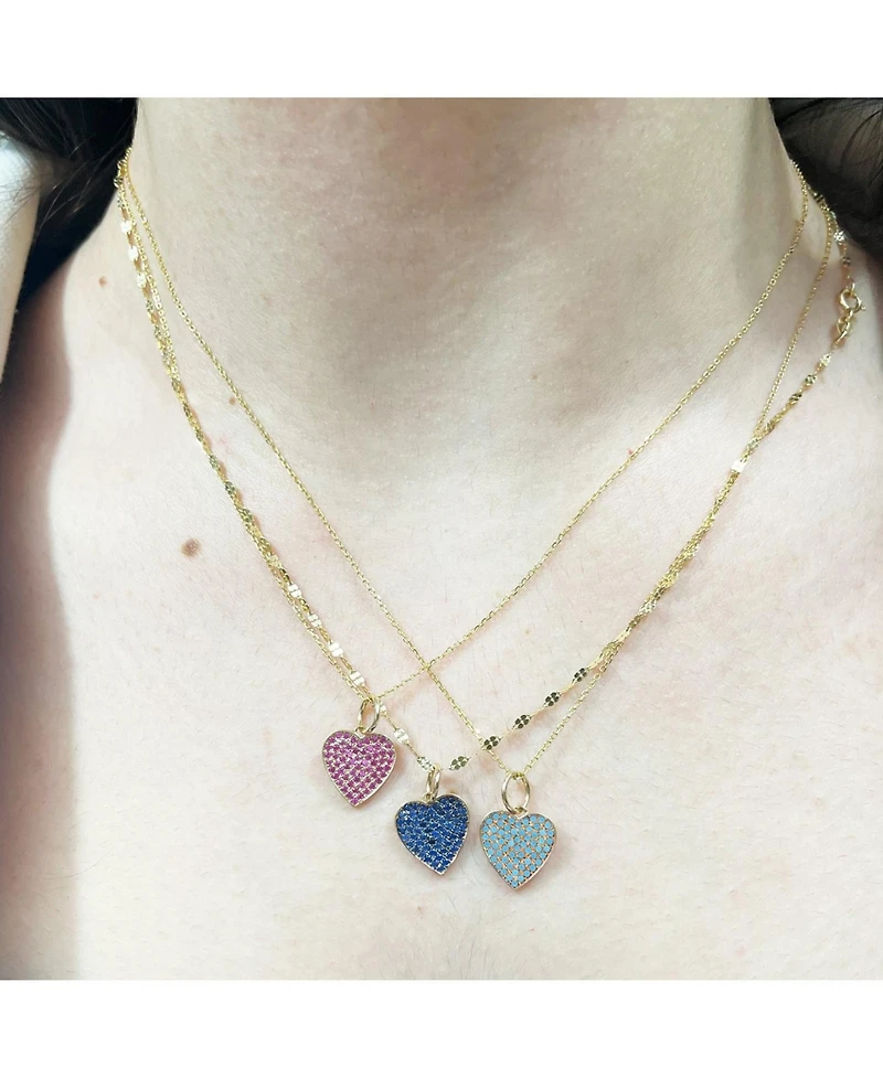 The Lovery Turquoise Pave Heart Charm 14K Gold