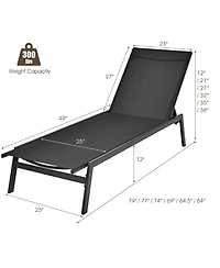 Inolait Outdoor Reclining Chaise Lounge Chair with 6-Position Adjustable Back