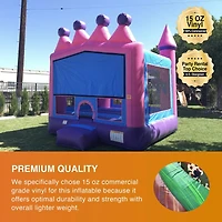JumpOrange Commercial Grade Inflatable Princess Tiara Bounce House with Blower, Backyard Party Moonwalk Size, Outdoor Play for Kids
