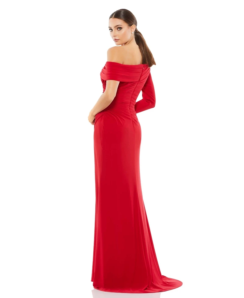 Women's Ieena Ruched Jersey Drop Shoulder Foldover Gown