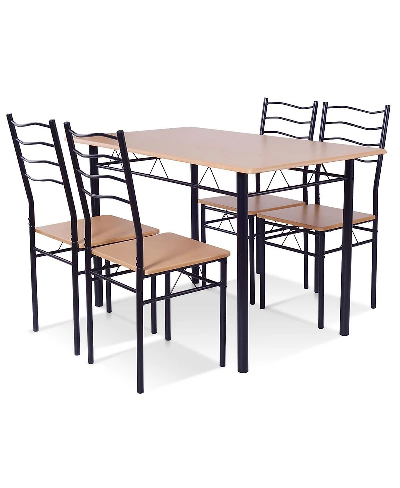 Sugift 5 Pieces Wood Metal Dining Table Set with 4 Chairs