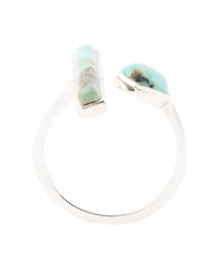 Barse Open Genuine Blue Turquoise Sterling Silver Rectangle Ring