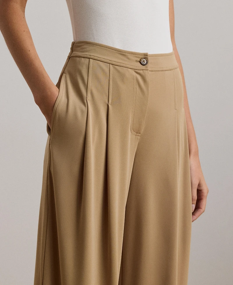 Lauren Ralph Women's Pleated Stretch Jersey Wide-Leg Pants, Regular & Petite