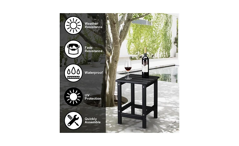 Slickblue Single Layer Square Hdpe Side Table