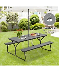 6 Feet Outdoor Picnic Table Bench Set for 6-8 People