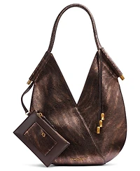 Donna Karan New York Baldwin Mini Metallic Snake Shoulder with Leather Wrapped Rounded Handle