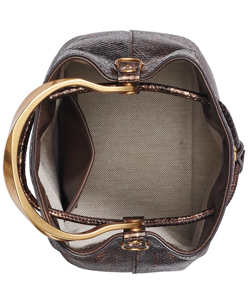 Donna Karan New York Lawrence Metallic Snake Top Handle Bucket Bag
