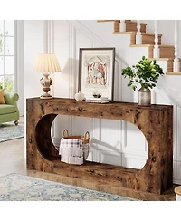 Tribesigns Console Table, 63-Inch Narrow Sofa Entryway Table with 2-Tier Storage Shelf, Wood Hallway Behind Couch Table Accent Table for Living Room,