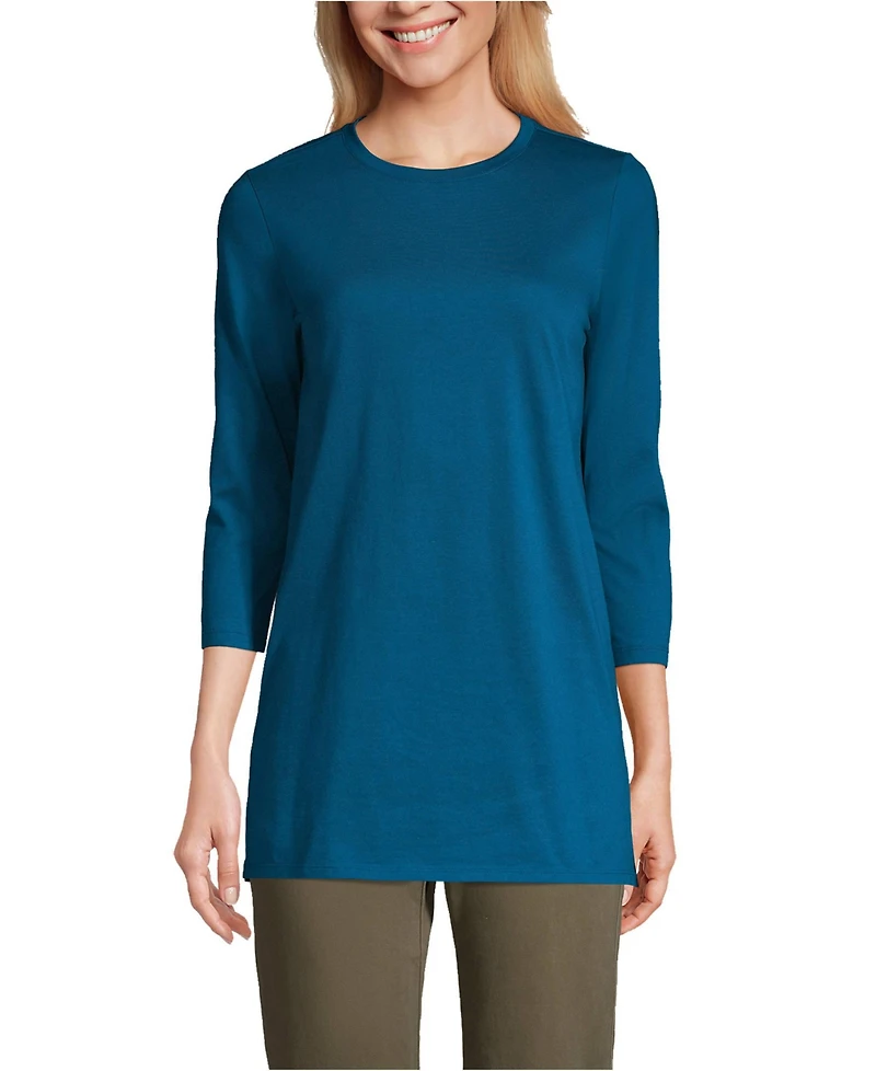 Lands' End Women's Petite 3/4 Sleeve Cotton Supima Tunic