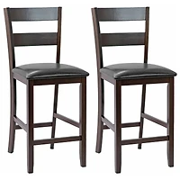 Sugift 2-Pieces Upholstered Bar Stools Counter Height Chairs with Pu Leather Cover