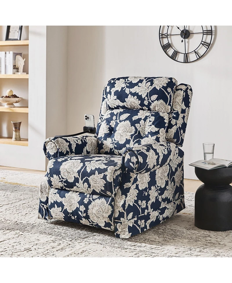 Hulala Home Ruprecht Farmhouse Lift Assist Power Recliner with Massage Heat and Manual Headrest