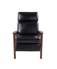 Peter Mid-Century Modern Leather Solid Wood Recliner with Rubber