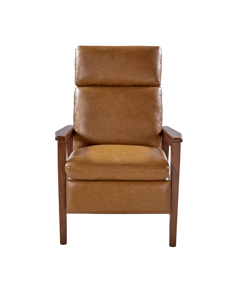 Peter Mid-Century Modern Leather Solid Wood Recliner with Rubber