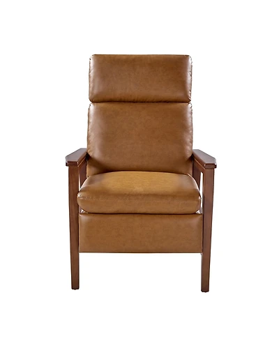 Peter Mid-Century Modern Leather Solid Wood Recliner with Rubber