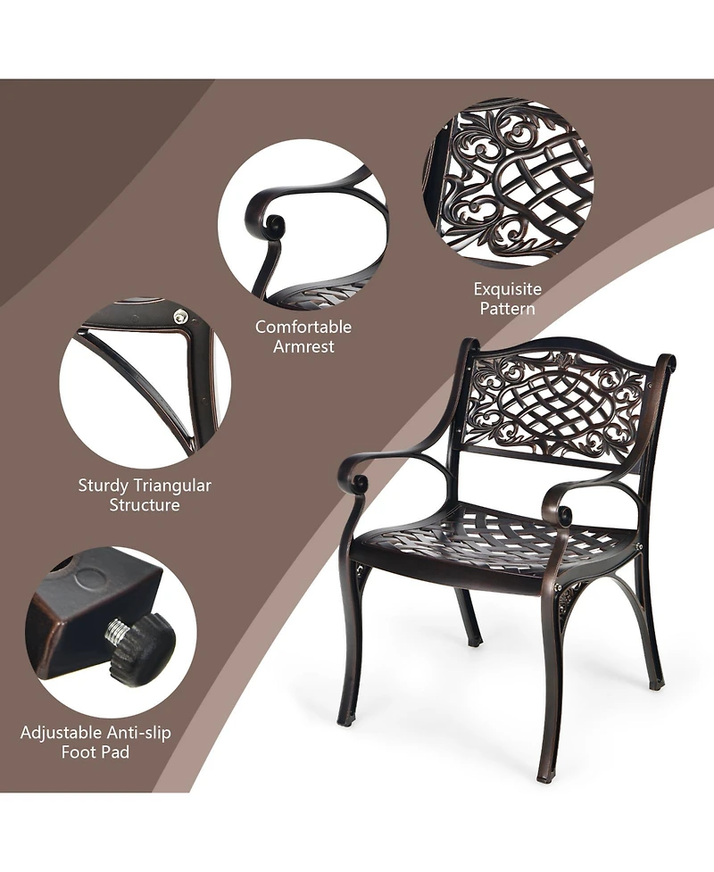 Sugift 2-Piece Outdoor Cast Aluminum Chairs with Armrests and Curved Seats