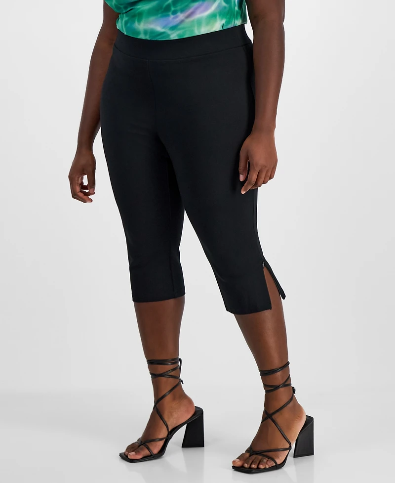 Bar Iii Trendy Plus High-Rise Ponte Side-Zip Capri Pants, Exclusively at Macy's