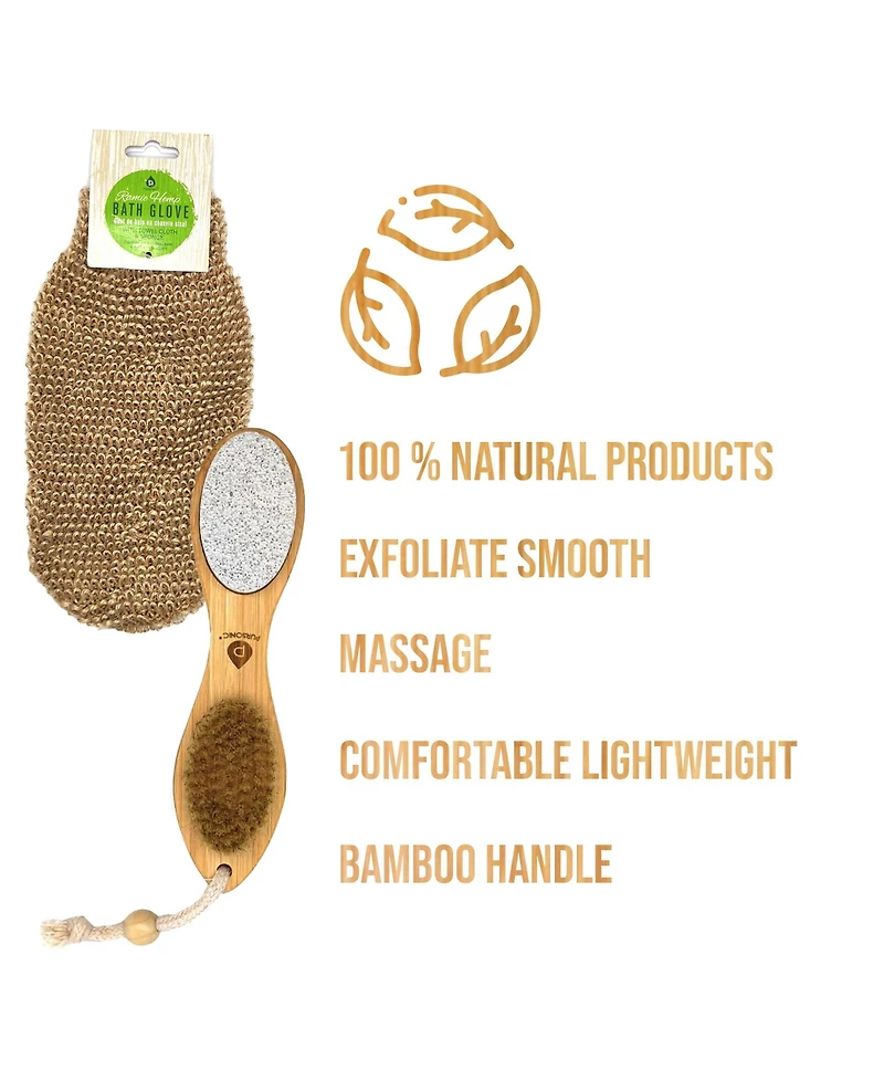 Sisal Hemp Bath Glove, Pack of 2, and 4-in-1 Foot Scrubber Bundle