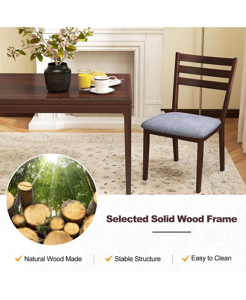 Sugift Set of 2 Upholstered Armless Kitchen Chair with Solid Rubber Wood Frame