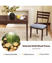Sugift Set of 2 Upholstered Armless Kitchen Chair with Solid Rubber Wood Frame