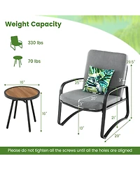 Inolait 3 Pieces Patio Bistro Conversation Set with Waterproof Dpc Tabletop