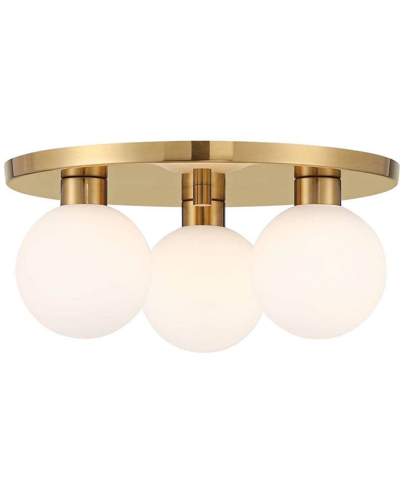 Possini Euro Design Katalin 12 1/4" Modern Semi Flush-Mount Ceiling Light Fixture Kitchen Foyer Round 3-Light Led Gold Finish