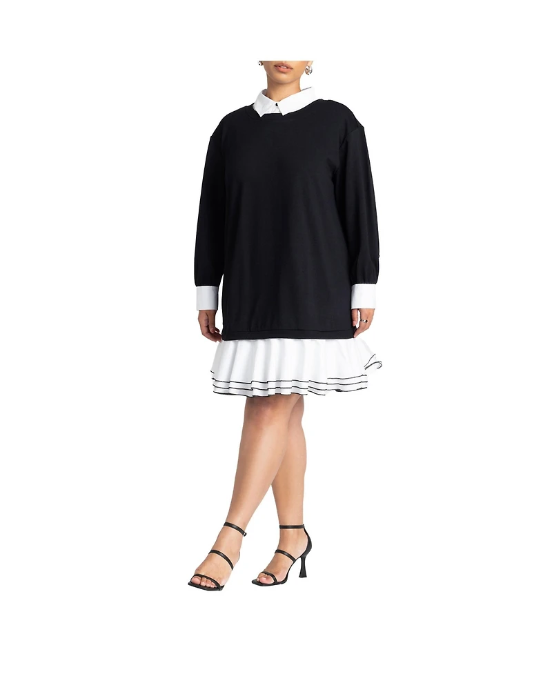 Eloquii Women's Plus Twofer Mini Shirt Dress