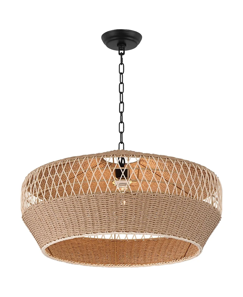 Regency Hill Matias 24 1/2" Modern Pendant Ceiling Light Fixture Dining Room Over Table Kitchen Island Hanging Brown Vine and Rope