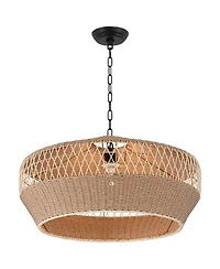 Regency Hill Matias 24 1/2" Modern Pendant Ceiling Light Fixture Dining Room Over Table Kitchen Island Hanging Brown Vine and Rope