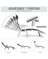 Inolait Adjustable Outdoor Lightweight Folding Chaise Lounge Chair with Pillow