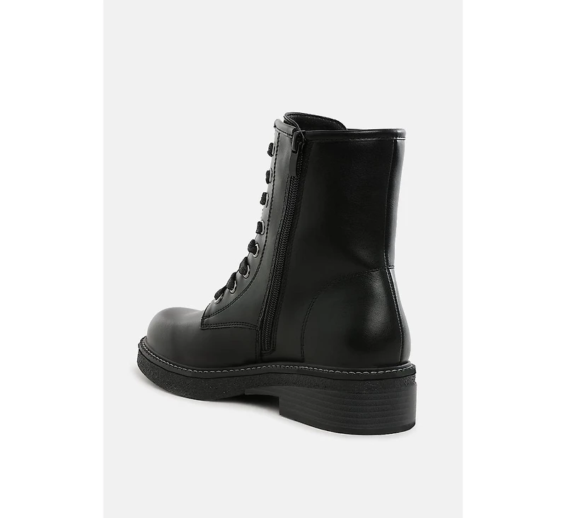 Clover Faux Leather Lace Up Boots Women