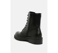 Clover Faux Leather Lace Up Boots Women