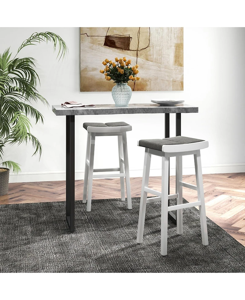 Sugift 2 Pieces 31.5 Inch Upholstered Saddle Barstools with Padded Cushions