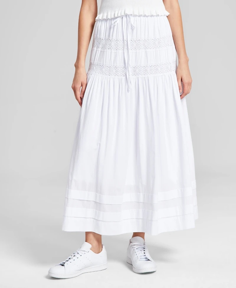 And Now This Women's Tie-Waist Lace-Inset Maxi Skirt, Exclusively at Macy's